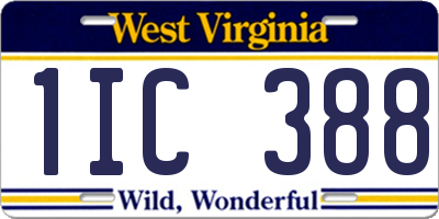 WV license plate 1IC388