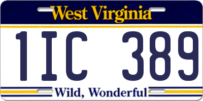 WV license plate 1IC389