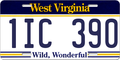 WV license plate 1IC390
