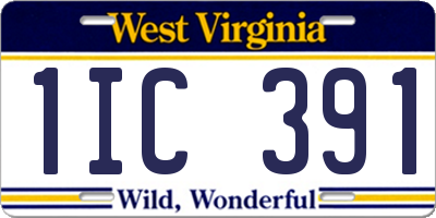 WV license plate 1IC391