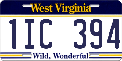 WV license plate 1IC394