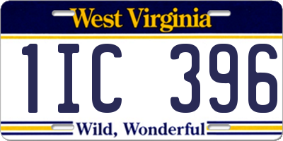 WV license plate 1IC396