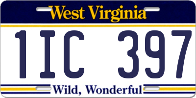 WV license plate 1IC397