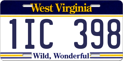 WV license plate 1IC398