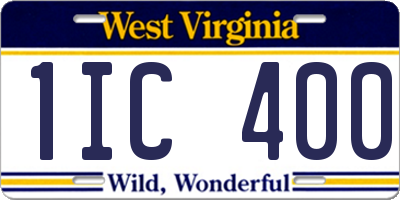 WV license plate 1IC400
