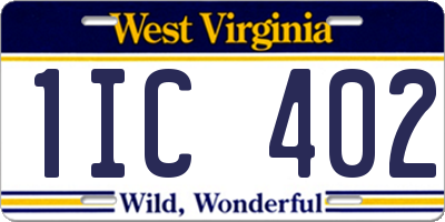 WV license plate 1IC402