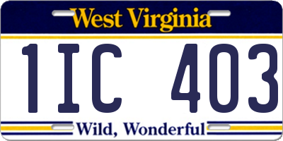 WV license plate 1IC403