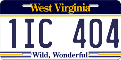 WV license plate 1IC404