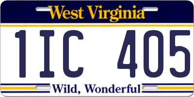 WV license plate 1IC405