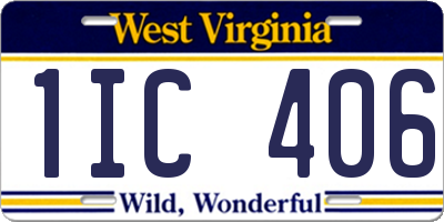 WV license plate 1IC406