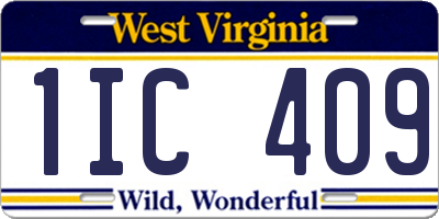 WV license plate 1IC409