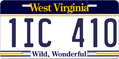 WV license plate 1IC410