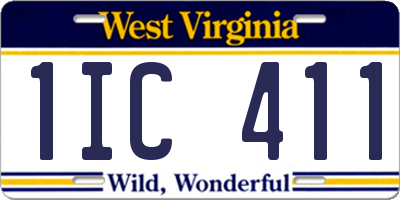 WV license plate 1IC411