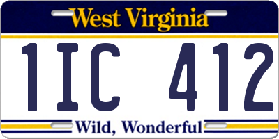 WV license plate 1IC412