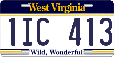 WV license plate 1IC413