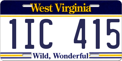WV license plate 1IC415