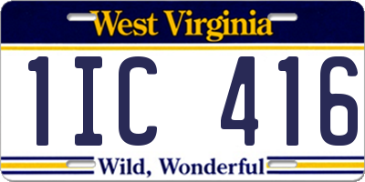 WV license plate 1IC416