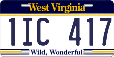 WV license plate 1IC417