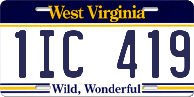 WV license plate 1IC419