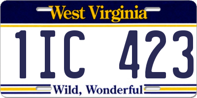 WV license plate 1IC423