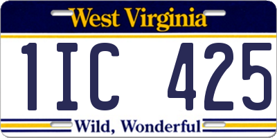 WV license plate 1IC425