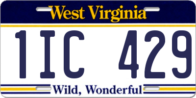 WV license plate 1IC429