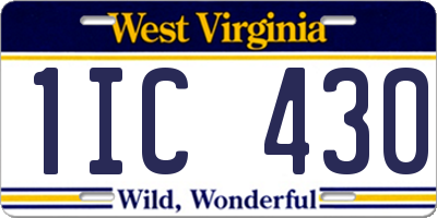 WV license plate 1IC430