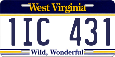 WV license plate 1IC431