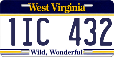 WV license plate 1IC432