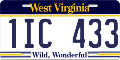 WV license plate 1IC433