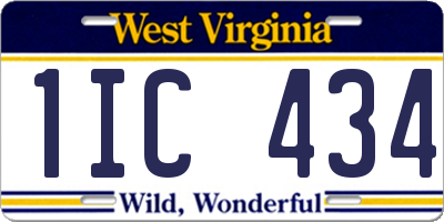WV license plate 1IC434