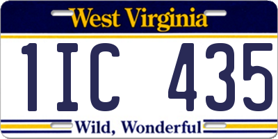 WV license plate 1IC435