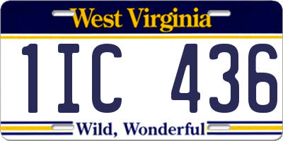 WV license plate 1IC436