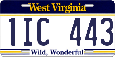 WV license plate 1IC443