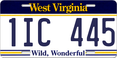 WV license plate 1IC445