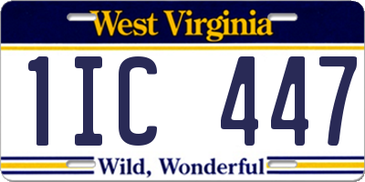 WV license plate 1IC447