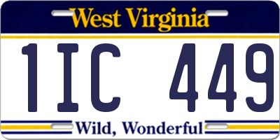 WV license plate 1IC449