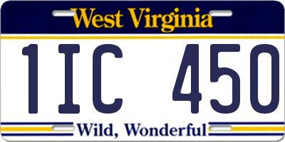 WV license plate 1IC450