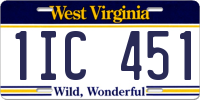 WV license plate 1IC451