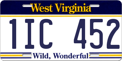 WV license plate 1IC452