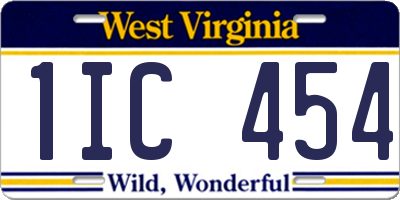 WV license plate 1IC454
