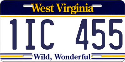 WV license plate 1IC455