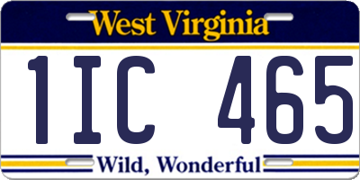 WV license plate 1IC465