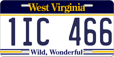 WV license plate 1IC466