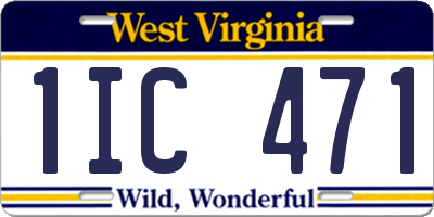 WV license plate 1IC471