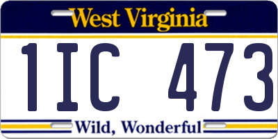 WV license plate 1IC473