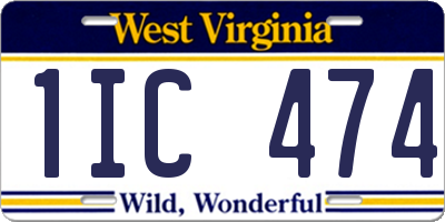 WV license plate 1IC474