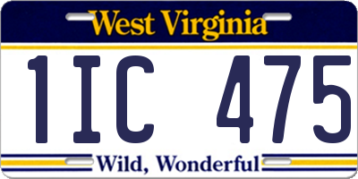 WV license plate 1IC475