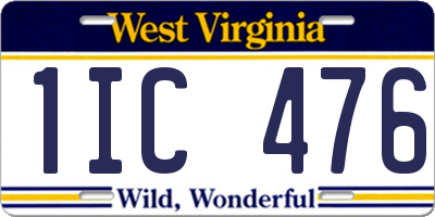 WV license plate 1IC476