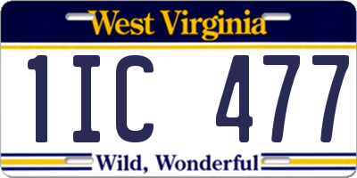WV license plate 1IC477
